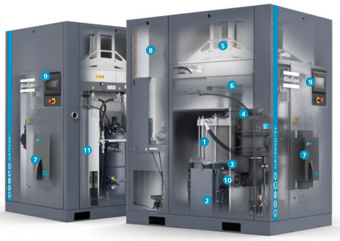 90kw atlas Copco VSD mais a conversão de frequência giratória 0 do parafuso de GA 90+VSD